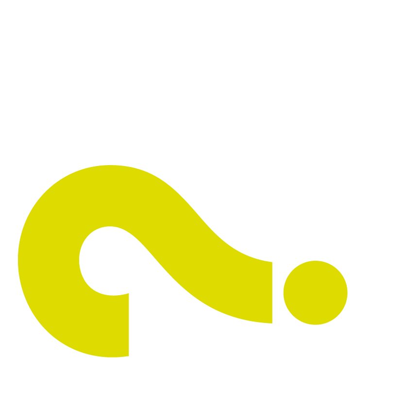 fragen Ein fettes, gelbes Fragezeichen mit einer dicken, geschwungenen Linie und einem kreisförmigen Punkt am Ende vor einem weißen Hintergrund.